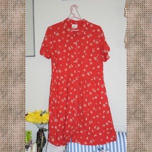 coral floral babydoll dress